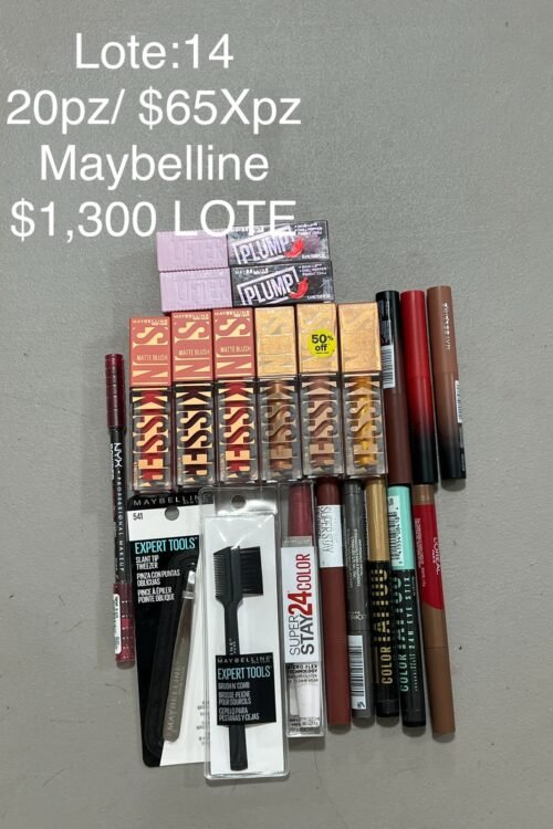 Lote #14 Maybelline – 20 Piezas de Maquillaje en Liquidación