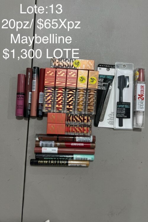 Lote #13 Maybelline – 20 Piezas de Maquillaje en Liquidación