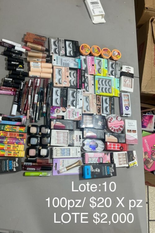 Lote #10 de Maquillaje y Pestañas para Reventa – 100 Piezas