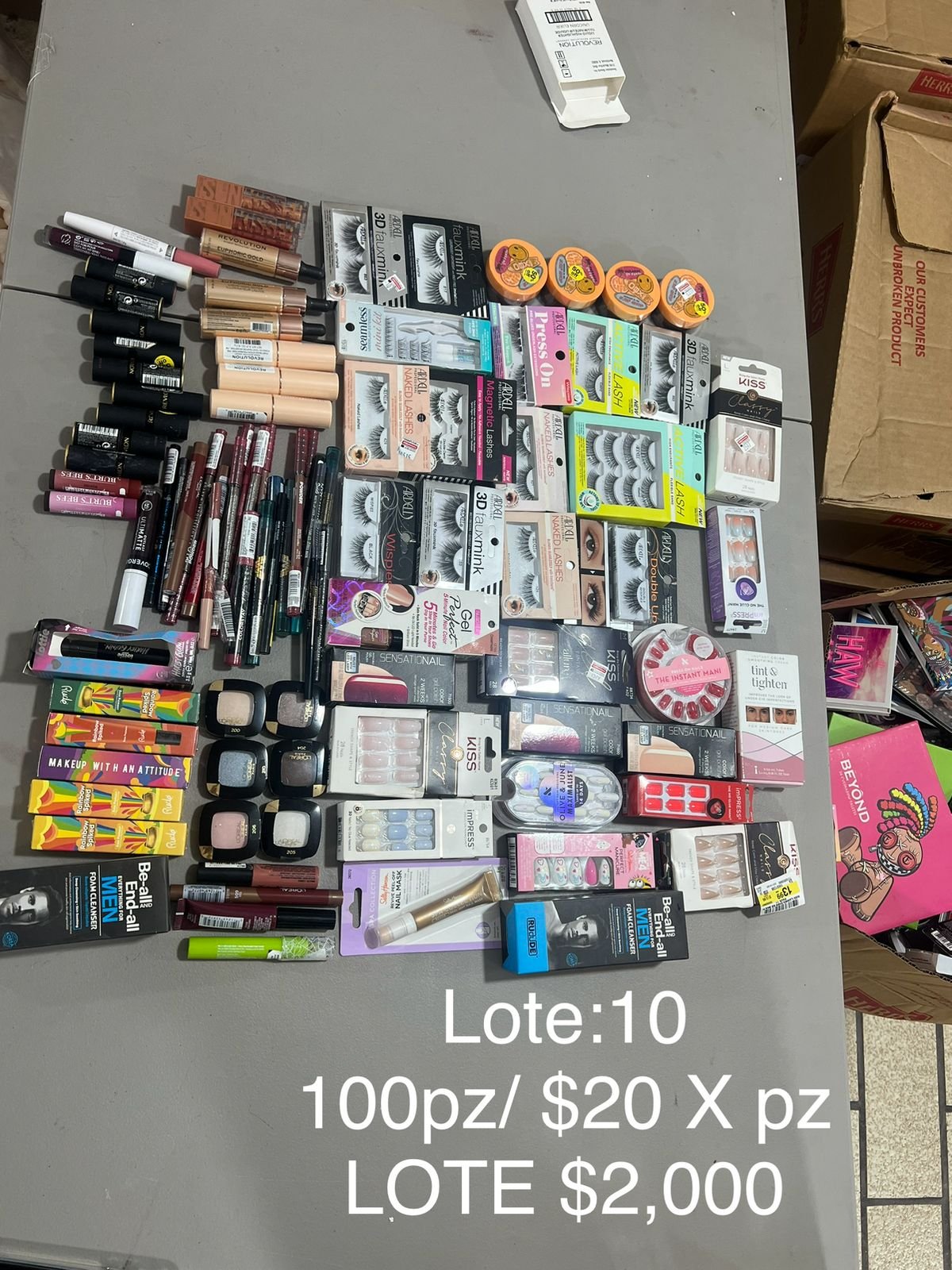 Lote #10 de Maquillaje y Pestañas para Reventa – 100 Piezas
